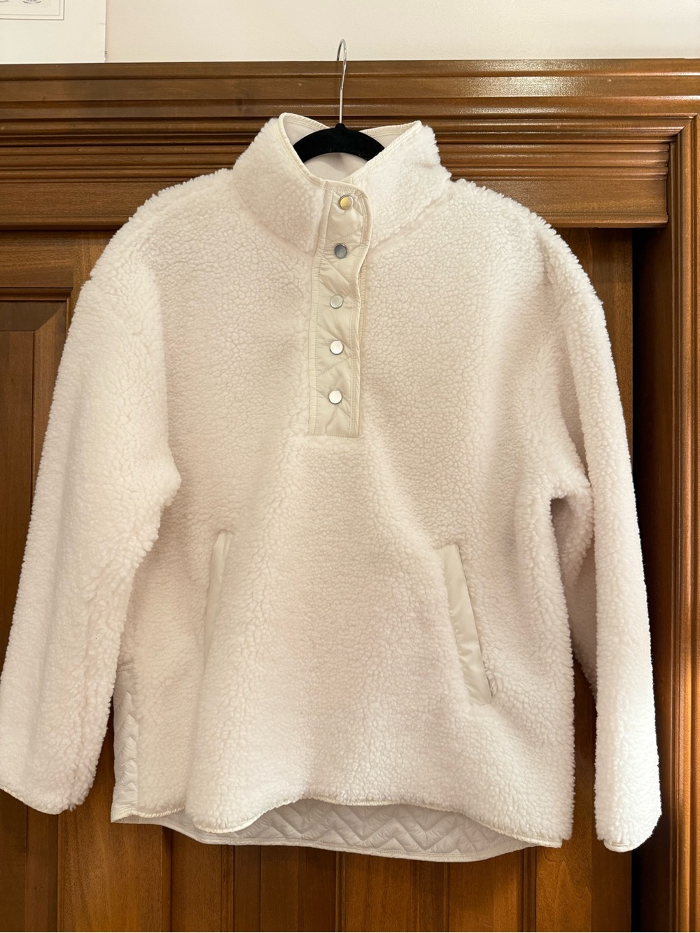 Athleta Off-White Sherpa Snap Jacket